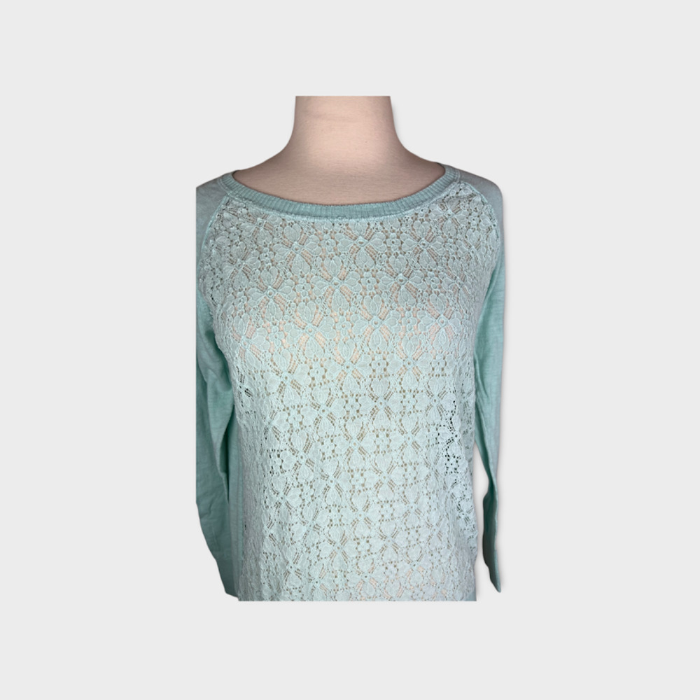 Mossimo Supply Co |  Women's Lace Front Embellished Sweater | Large - Picture 6 of 9